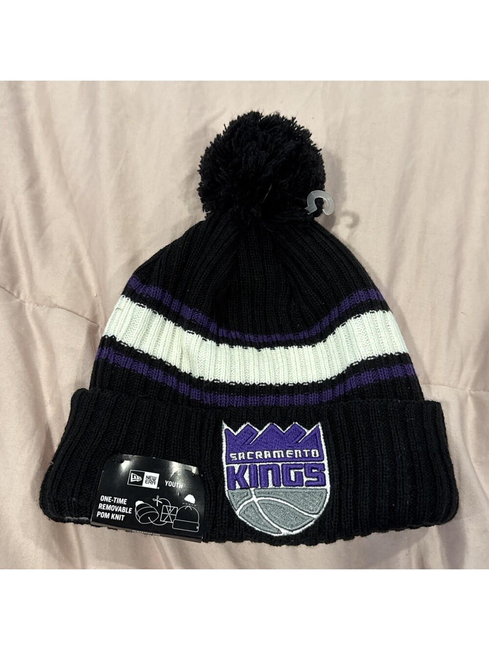 Sacramento Kings Beanie Cap New Era Youth W/ Pom NBA